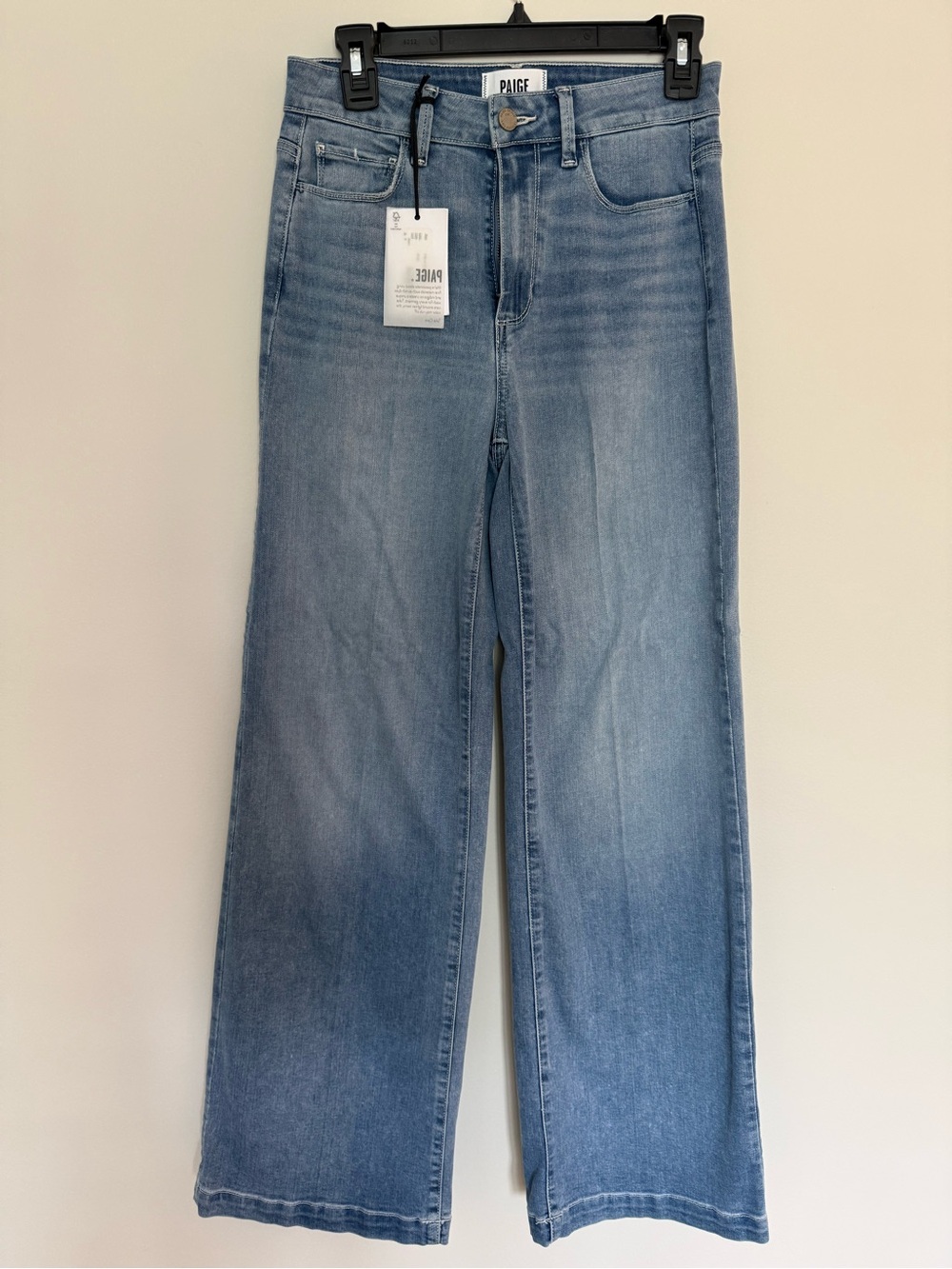 PAIGE Light Wash Wide-Leg Jeans in Blue